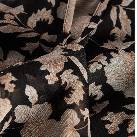 • Express • Floral Ruffle Wrap Front Maxi Dress in Black Print - Picture 6 of 10